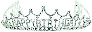 Arsimus Rhinestone Happy Birthday Princess Tiara (Silver)