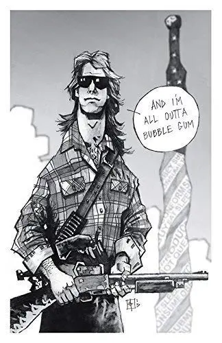 I have come here to chew bubble gum. Giclee print of They Live pencil drawing