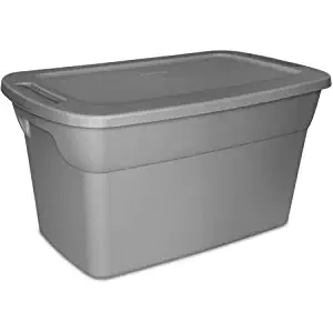 Sterilite 30 Gallon Tote Plastic Storage Box- Steel with Lid, Case of 6