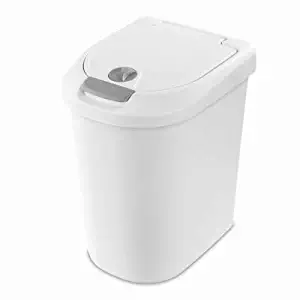 Sterilite 10998004 14 1/8" X 11 3/8" X 18" White Locking Waste Basket 7.3 Gal.