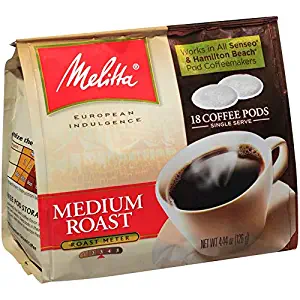 Melitta Coffee Pods for Senseo & Hamilton Beach Brewers, Medium Roast, 18 Count