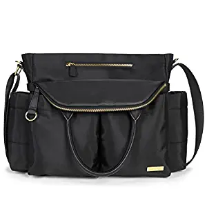 Skip Hop Diaper Bag Satchel: Chelsea Downtown Chic with Changing Pad & Stroller Attachment, Black