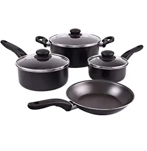 Mainstays 7-Piece Nonstick Cookware Set, Black