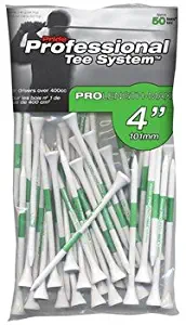 Pride Professional Tee System Pro Length 4'' Golf Tees - White Wood - 50 Count Pack