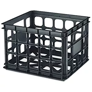 Sterilite Plastic Storage Crate, Black