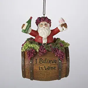 Kurt Adler 4-Inch Polyresin Santa on Wine Barrel Ornament