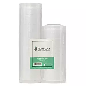 Nutri-Lock Vacuum Sealer Bags. 2 Rolls 11x50 and 8x50. Commercial Grade Bag Rolls for FoodSaver and Sous Vide