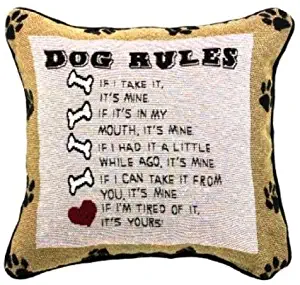 Manual Dog Rules Pillow, 12-1/2-Inch Square