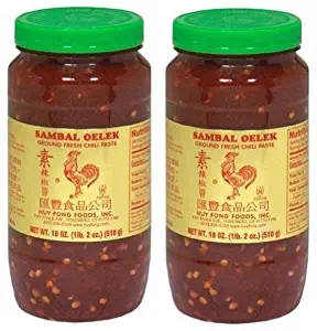 Huy Fong Sambal Oelek Ground Fresh Chili Paste (Large 18 oz Jars) 2 Pack