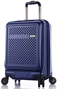 AMBASSADOR LUGGAGE HARDSHELL PREMIUM LIGHTWEIGHT CARRY ON 20'' LUGGAGE WITH LAPTOP COMPARTMENT (NAVY BLUE)