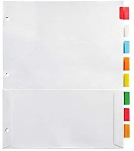 Office Depot Insertable Pocket Dividers with Tabs, 9 1/8in. x 11 1/4in, Assorted Colors, 8-Tab, OD409788